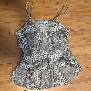 Tan and White Blouse